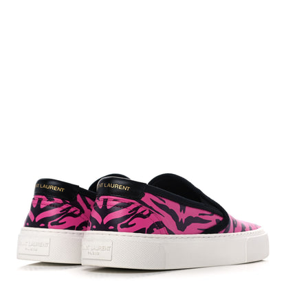 Saint Laurent Nappa Zebra Womens Venice Slip On Sneakers 36 Fuchsia Black 4 of 10