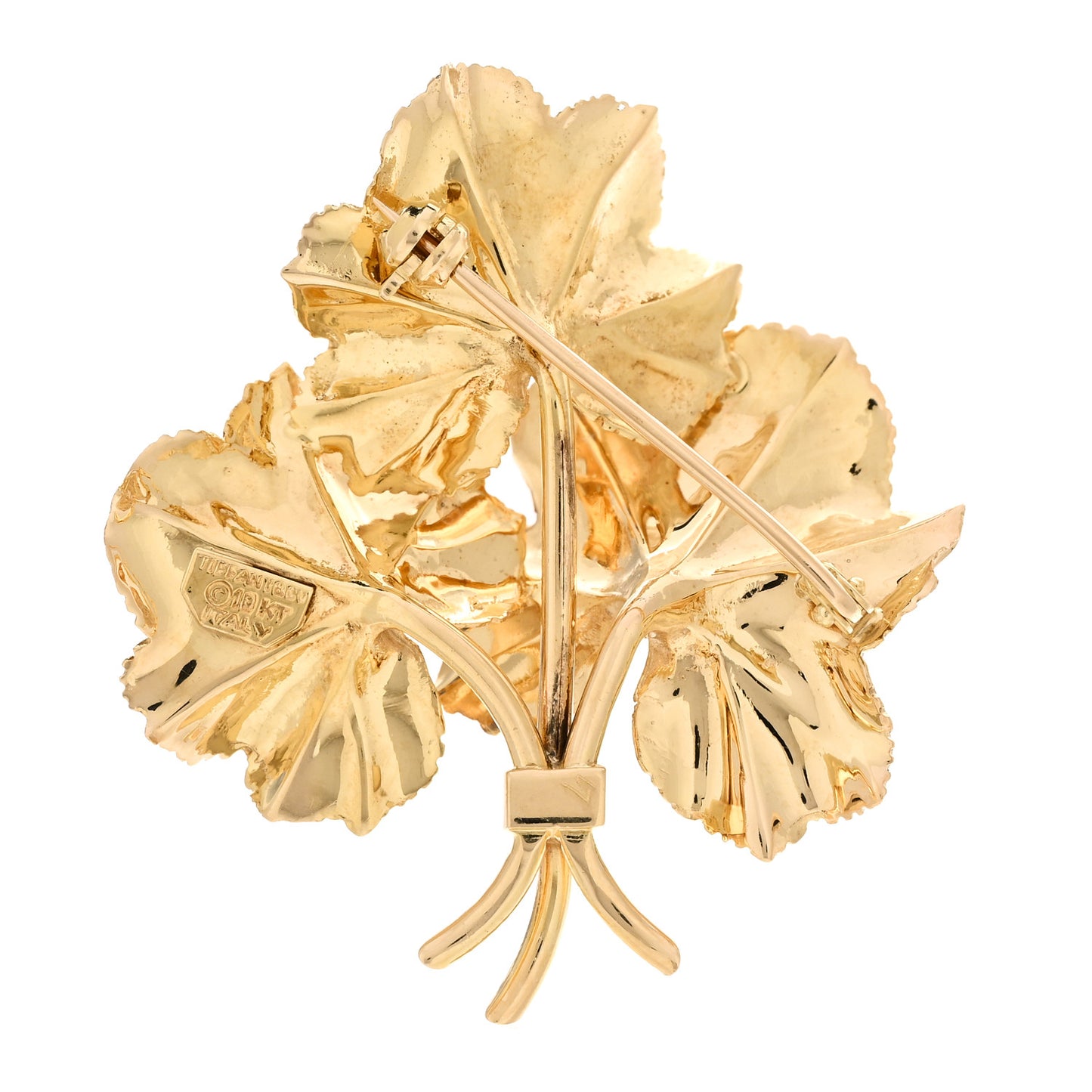 18K Yellow Gold Blue Sapphire Floral Pin Brooch