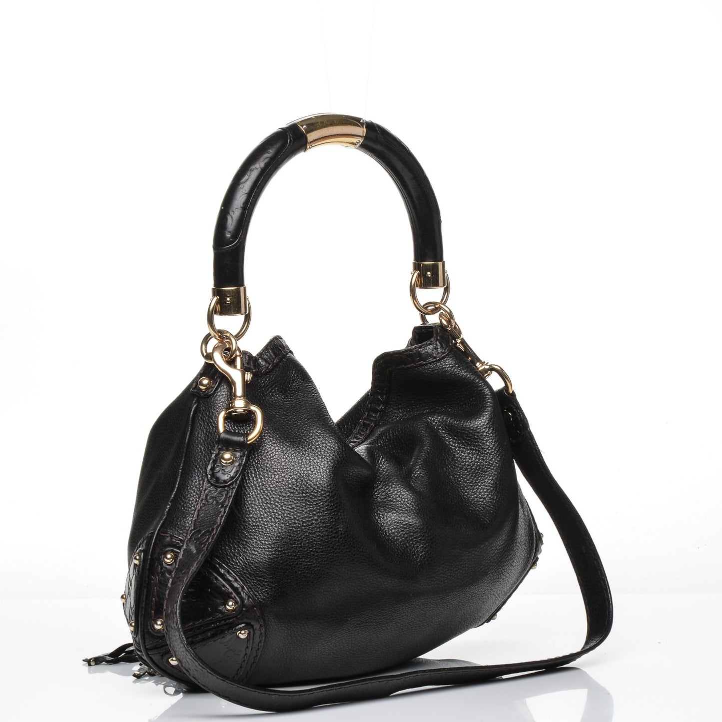 Calfskin Medium Indy Top Handle Hobo Black
