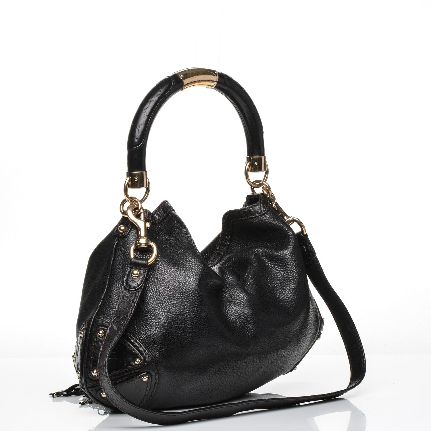 Gucci Calfskin Medium Indy Top Handle Hobo Black 3 of 11