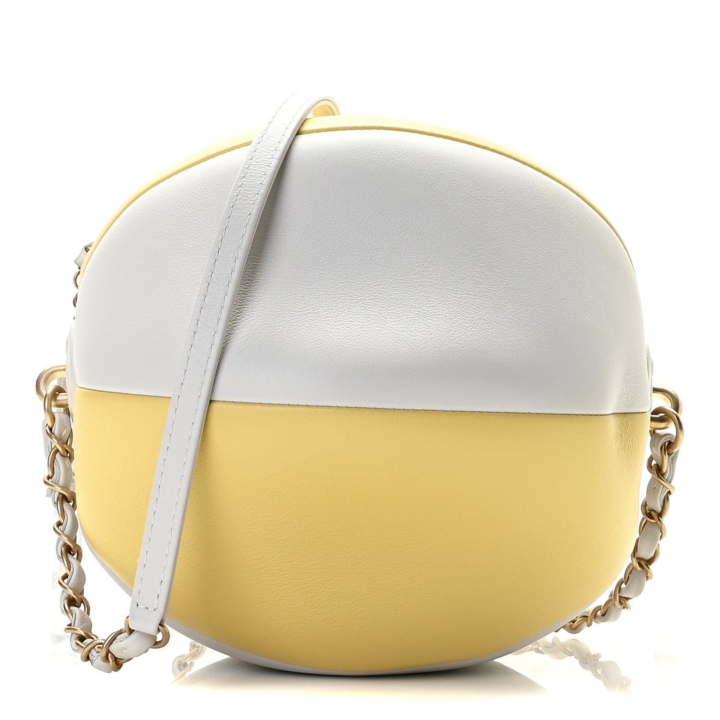 Calfskin Coco Beach Ball Bag White Yellow