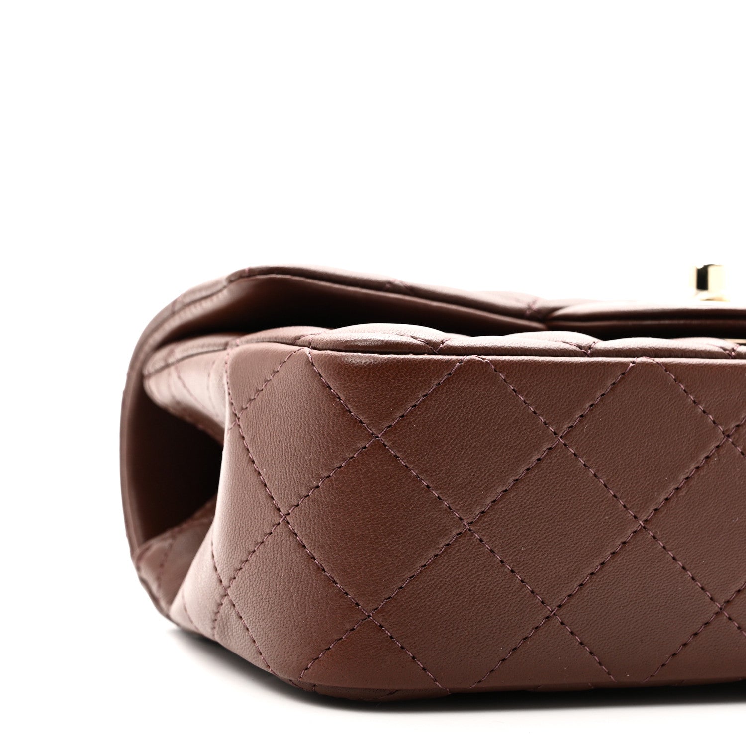 Chanel Lambskin Quilted Mini Top Handle Rectangular Flap Dark Brown 9 of 11