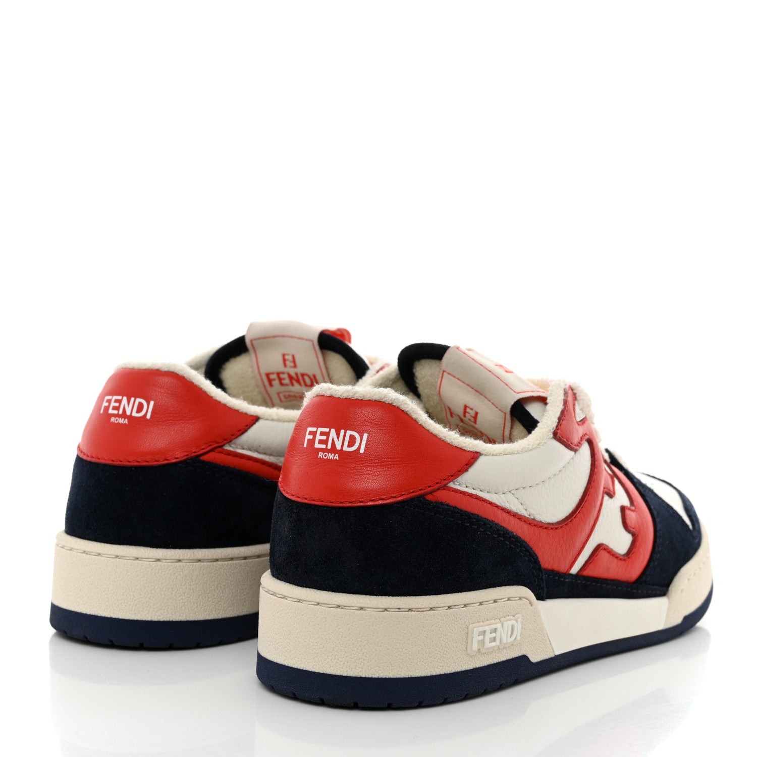 Fendi Calfskin Suede Fendi Match Low Top Sneakers 37 Red Blue 4 of 9