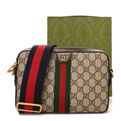 Gucci GG Supreme Monogram Textured Dollar Calfskin Web Ophidia Wristlet Shoulder Bag Beige Ebony New Acero 11 of 11