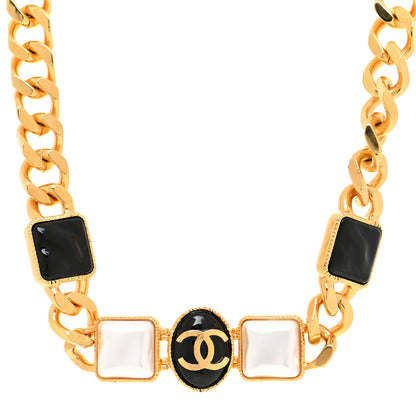Chanel Metal Pearl Resin Obazine CC Choker Gold Black 1 of 4