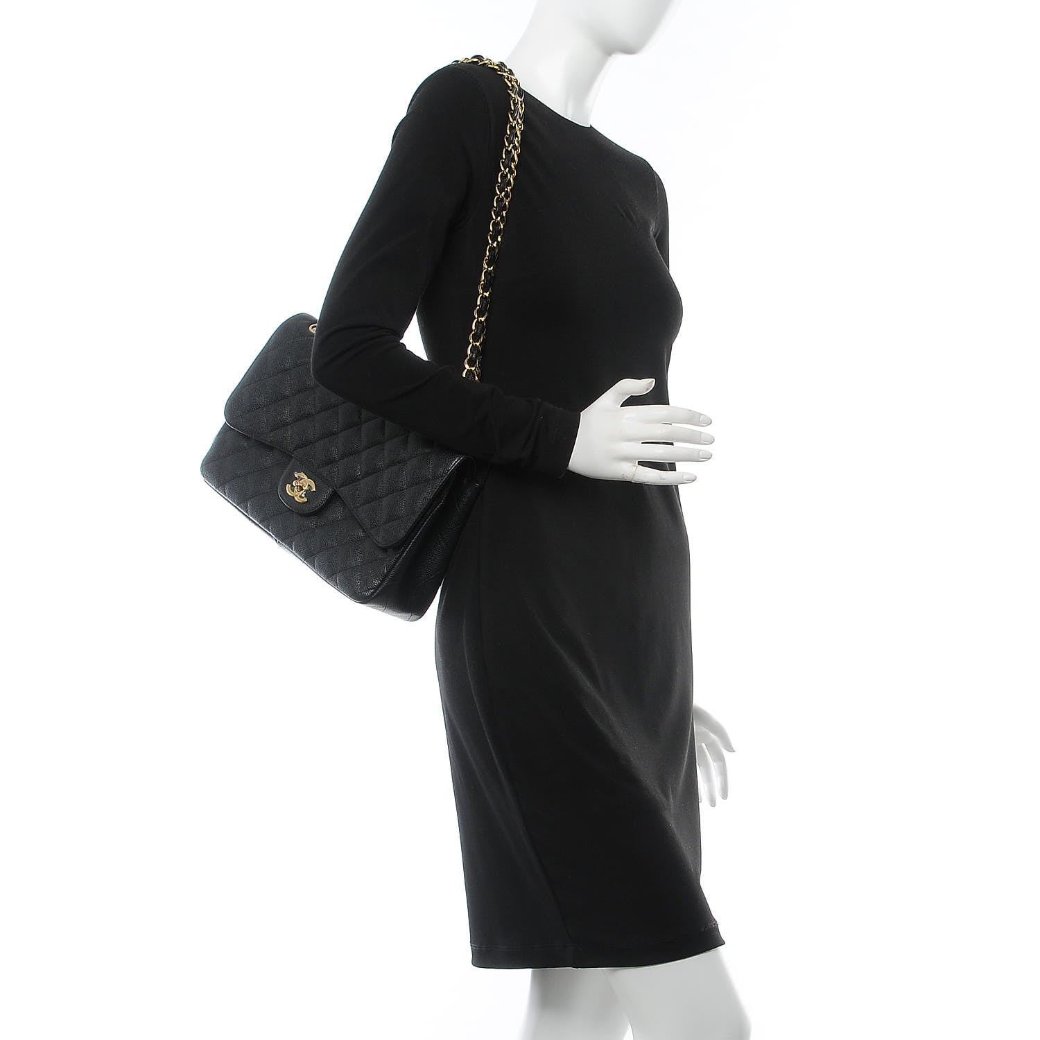 Chanel Caviar Quilted Jumbo Double Flap Black 3 of 10