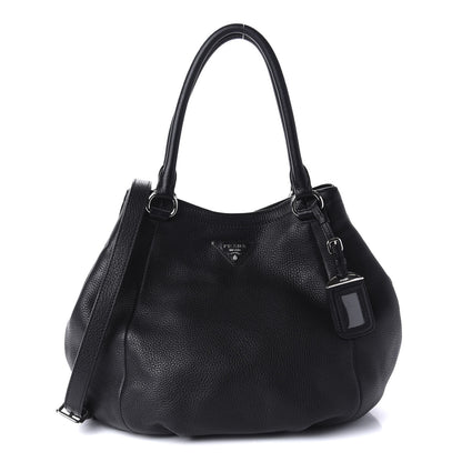 Prada Vitello Daino Shoulder Bag Black 1 of 11