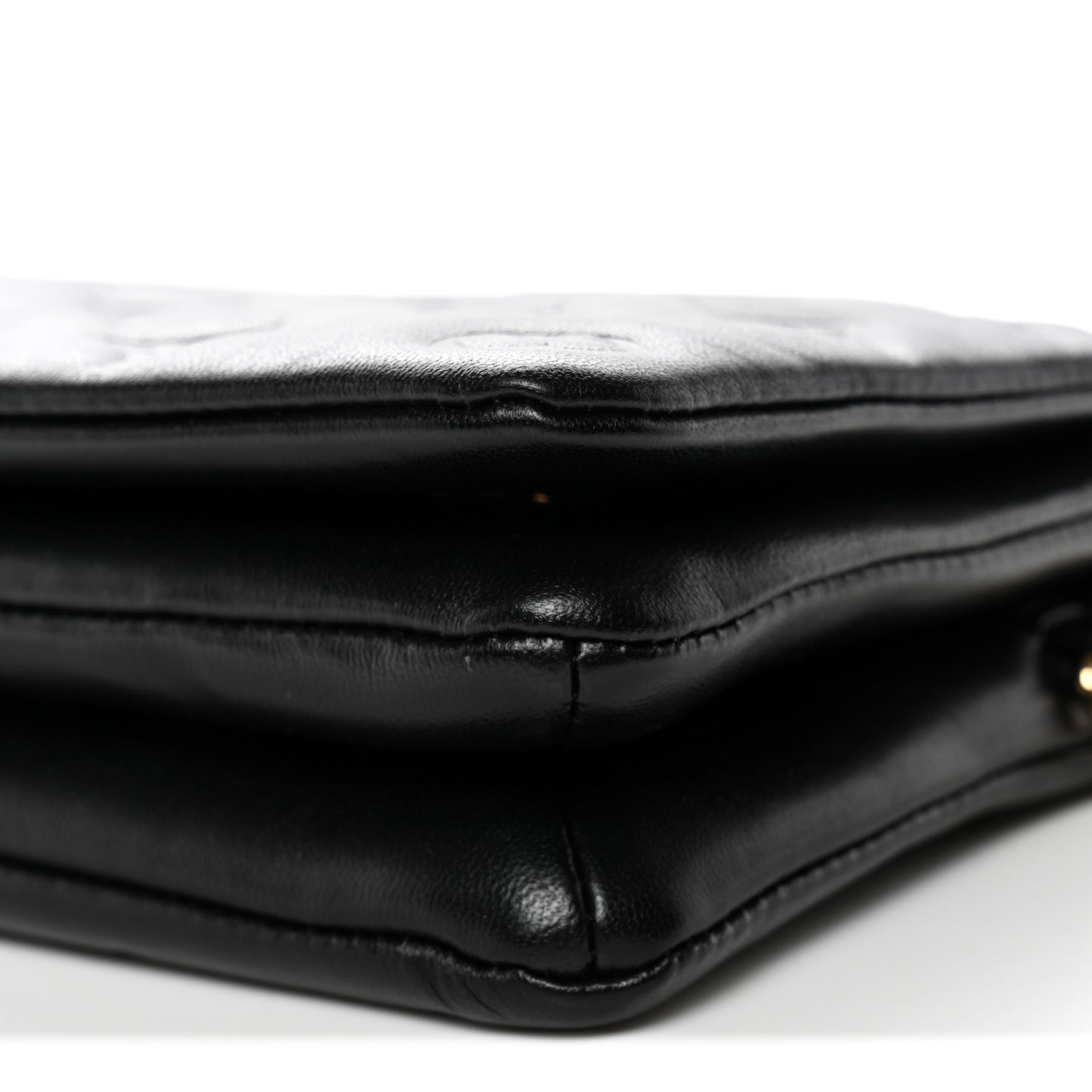 Lambskin Embossed Monogram Pochette Coussin Black