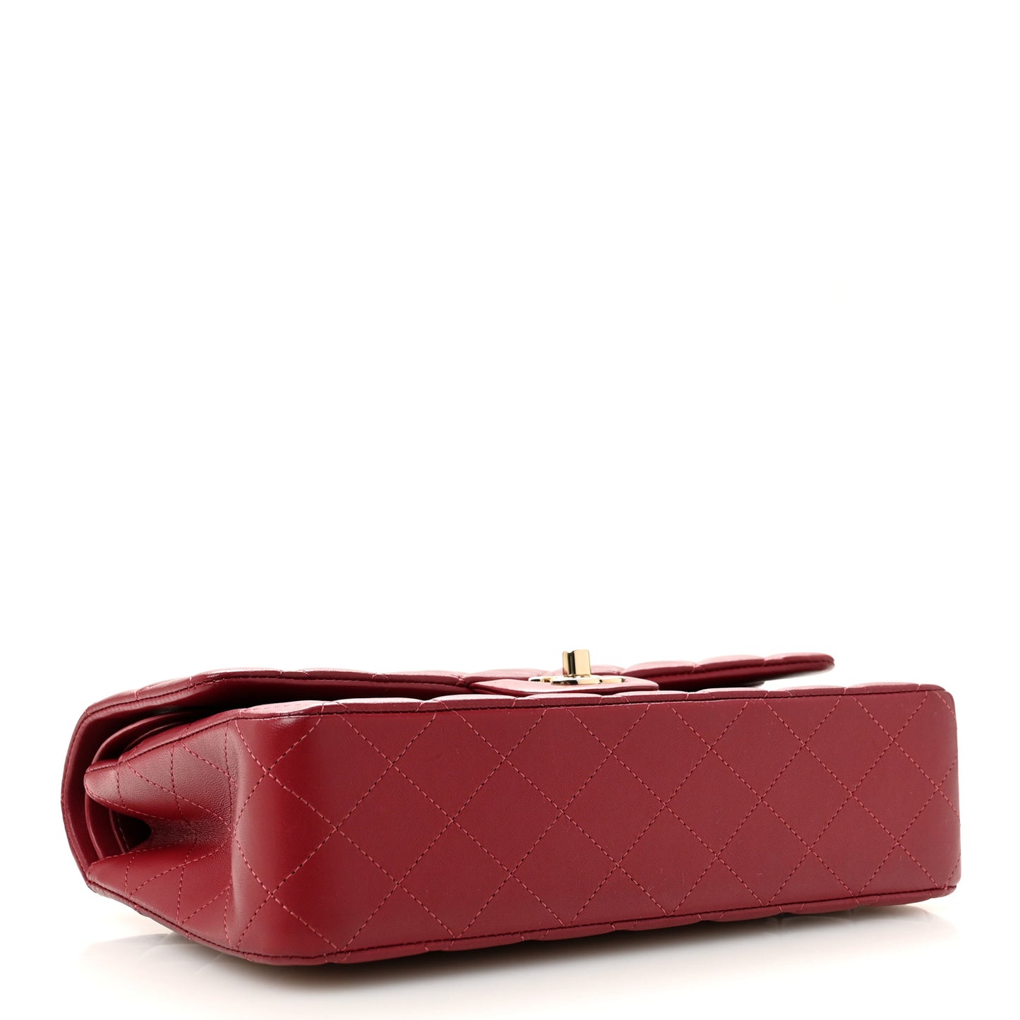 Lambskin Quilted Medium Double Flap  Burgundy
