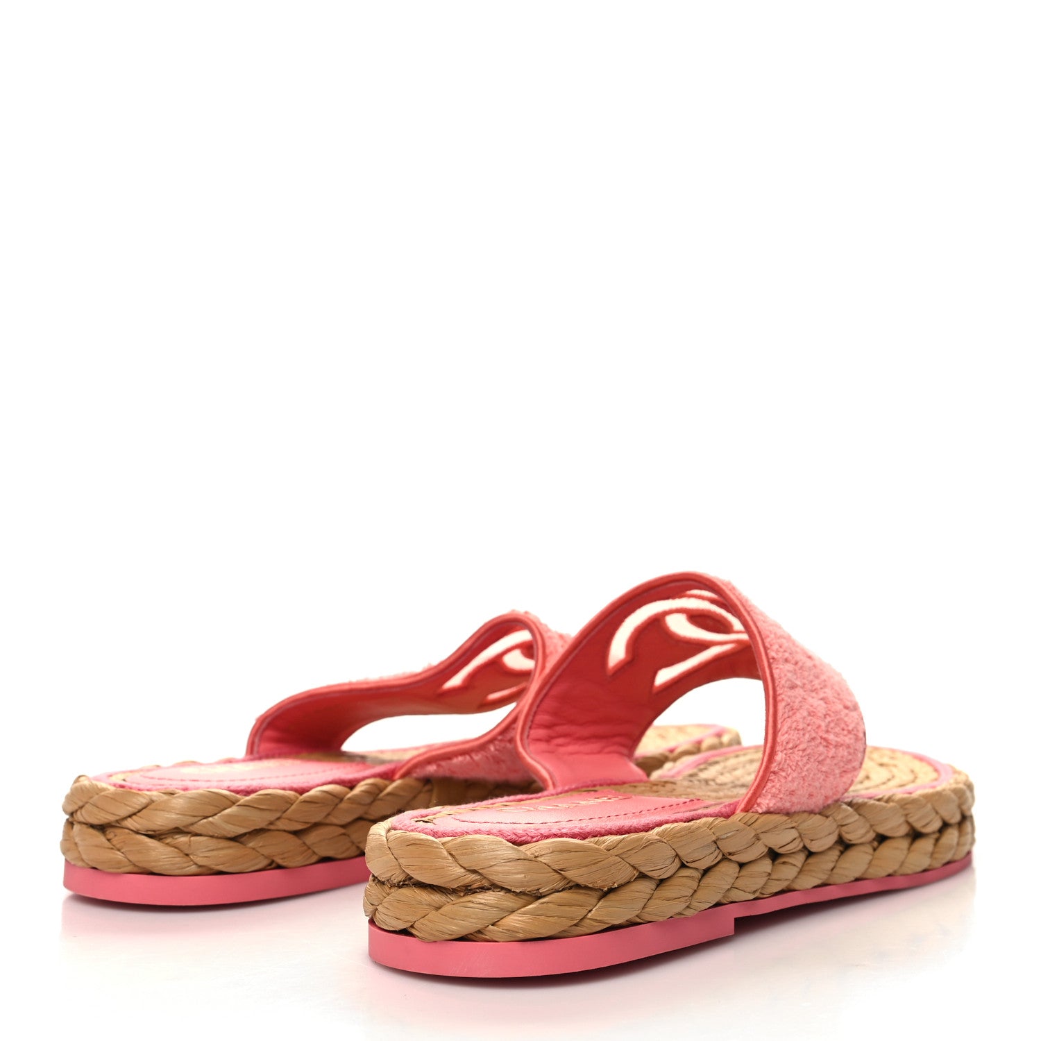 Chanel Terry Cloth Raffia CC Logo Thong Sandals 40 Pink 4 of 9
