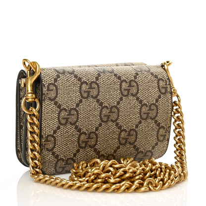 Balenciaga GUCCI X BALENCIAGA GG Supreme Monogram Logo Mini Cash Wallet on Chain Beige Ebony 3 of 6