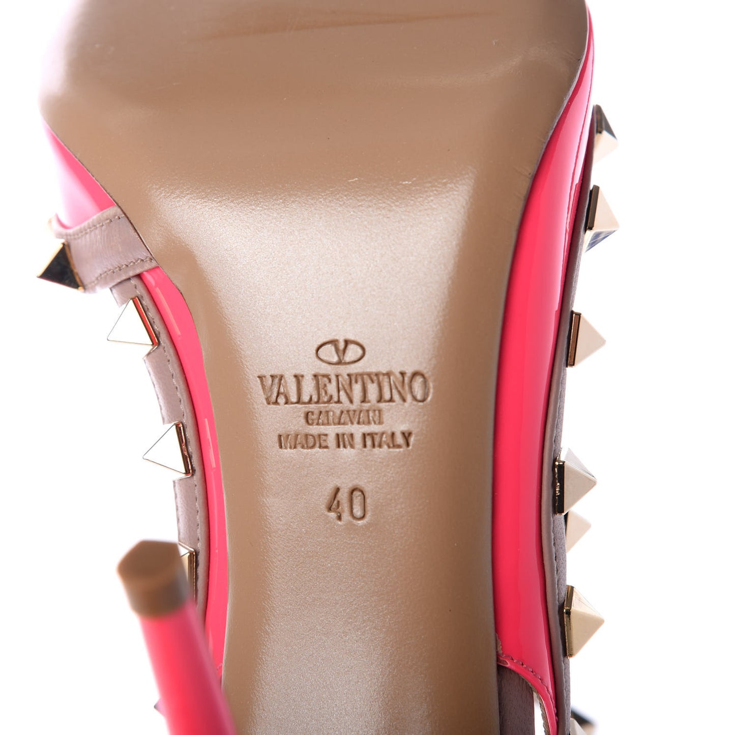Patent Nappa Rockstud Ankle Strap 100mm Pumps 40 Fuxia Fluo Poudre