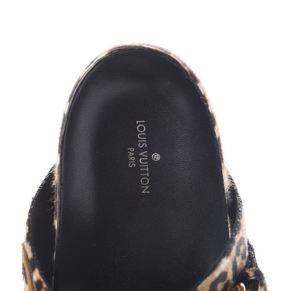Louis Vuitton Calfskin Pony Hair Leopard Bom Dia Mule Sandals 40 Cognac Brown 7 of 8