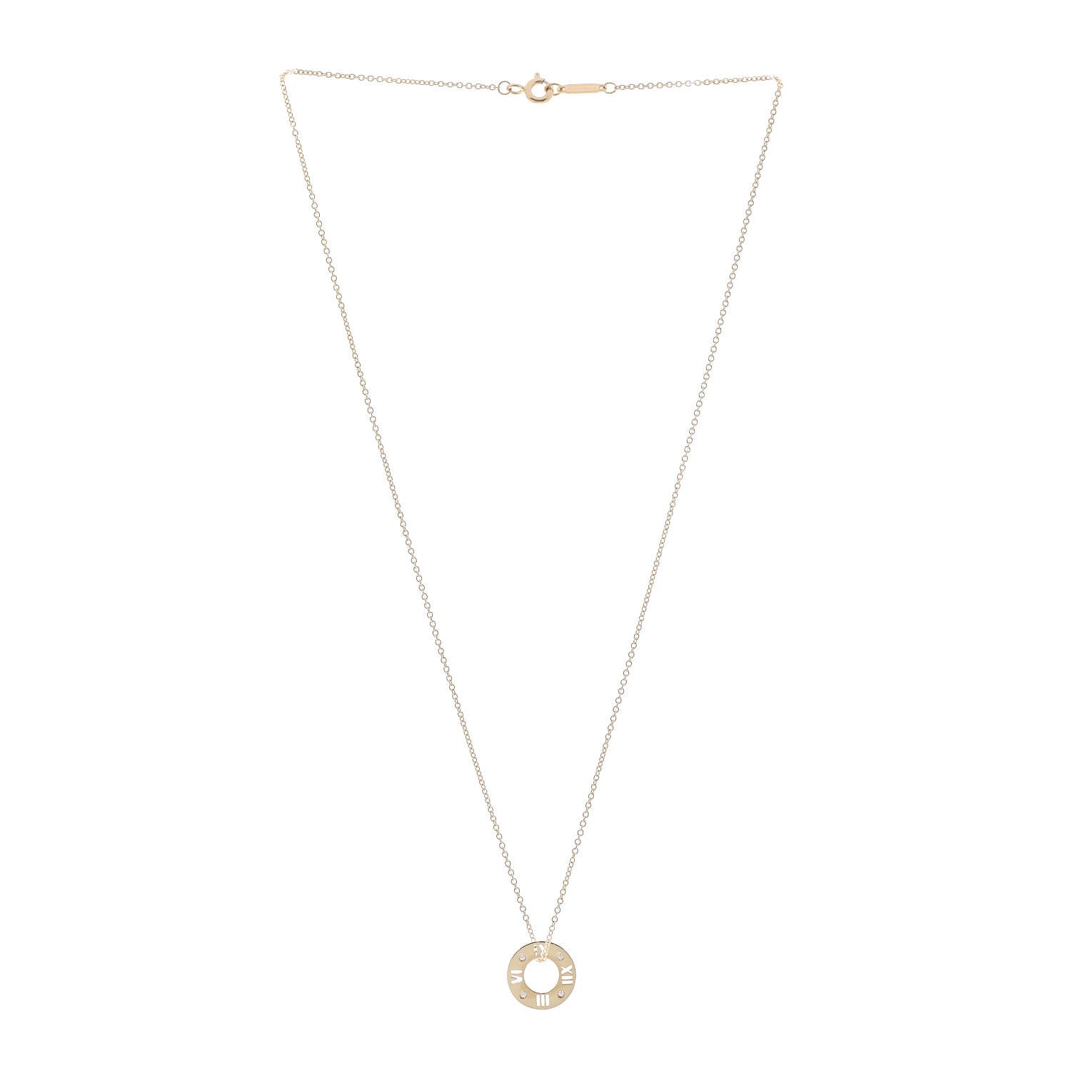 Tiffany 18K Yellow Gold Diamond Atlas Pierced Pendant Necklace 3 of 6