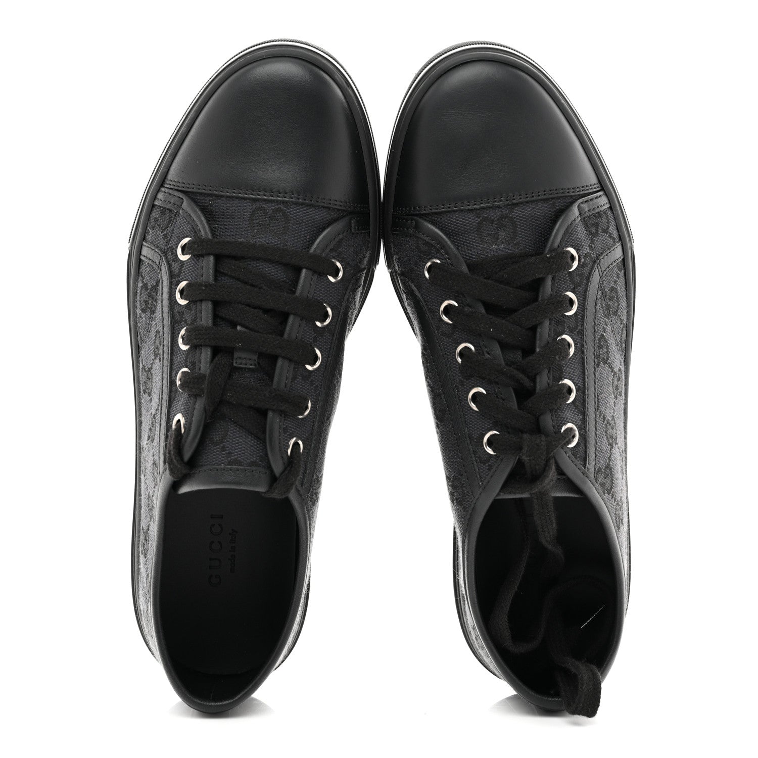 Gucci GG Monogram Calfskin Womens Low Top Sneakers 38 Piombo Black 2 of 10