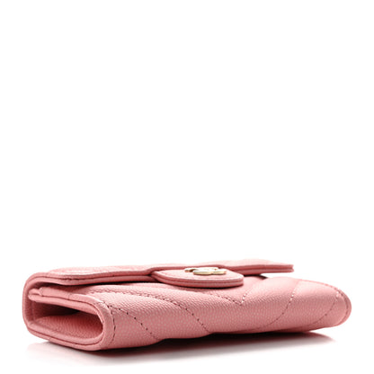 Chanel Caviar Chevron Quilted Flap Card Holder Pink 4 of 10