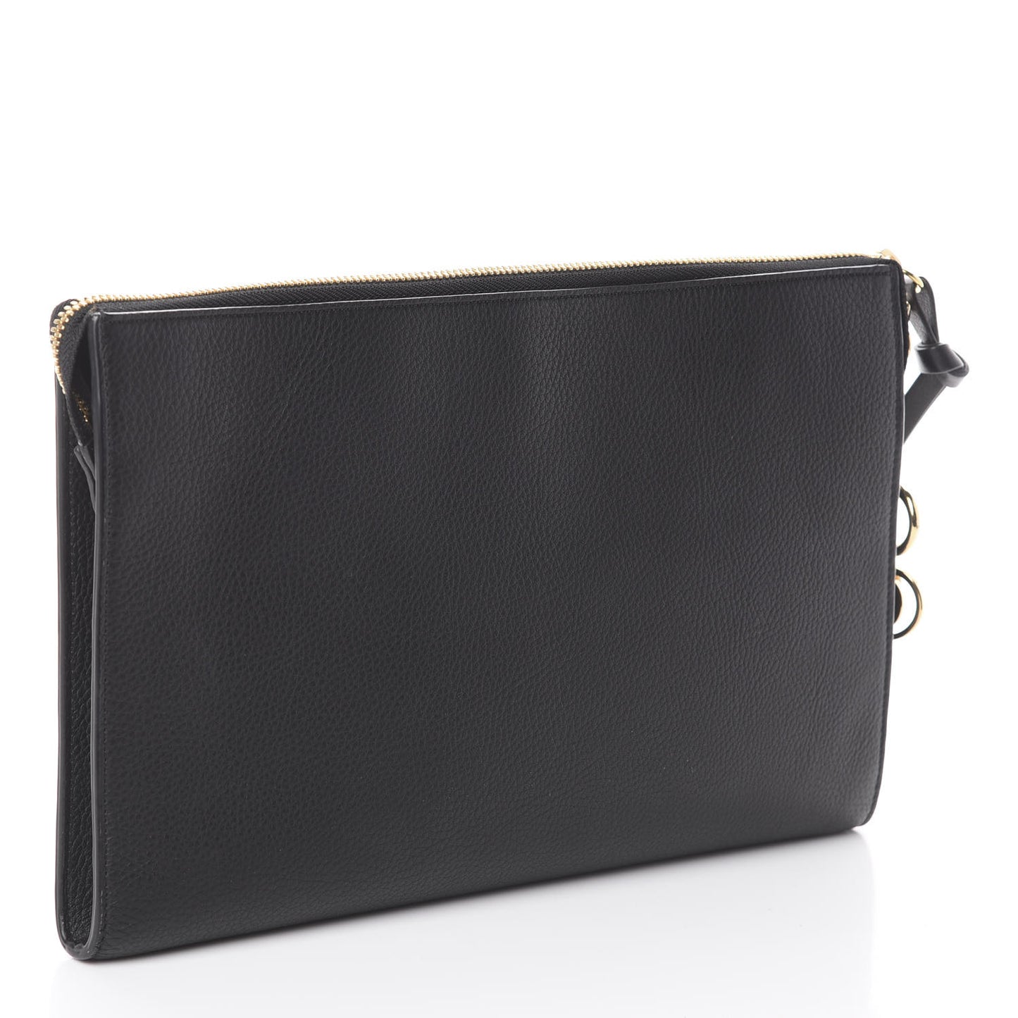 Calfskin Alphabet Flat Pouch Clutch Black