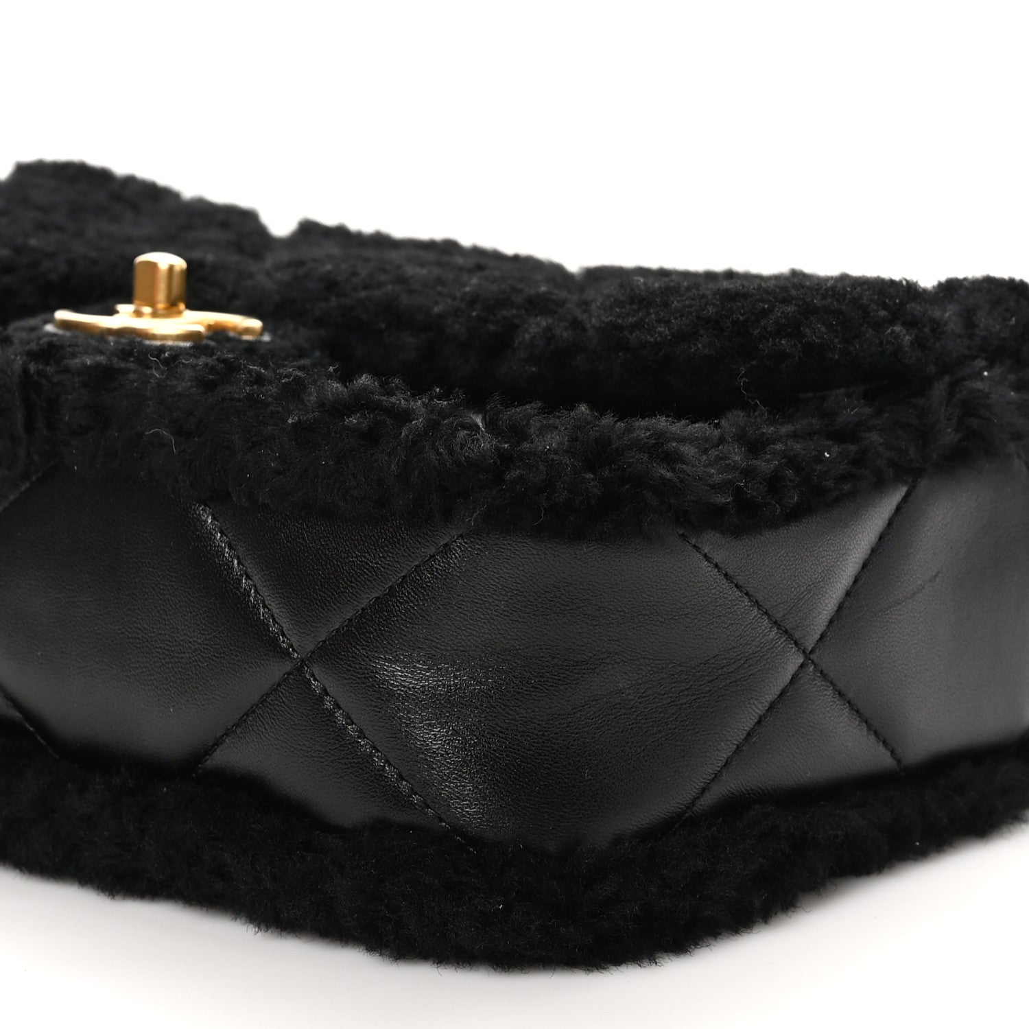 Chanel Shearling Lambskin Quilted Furry Coco Flap Black 10 of 11