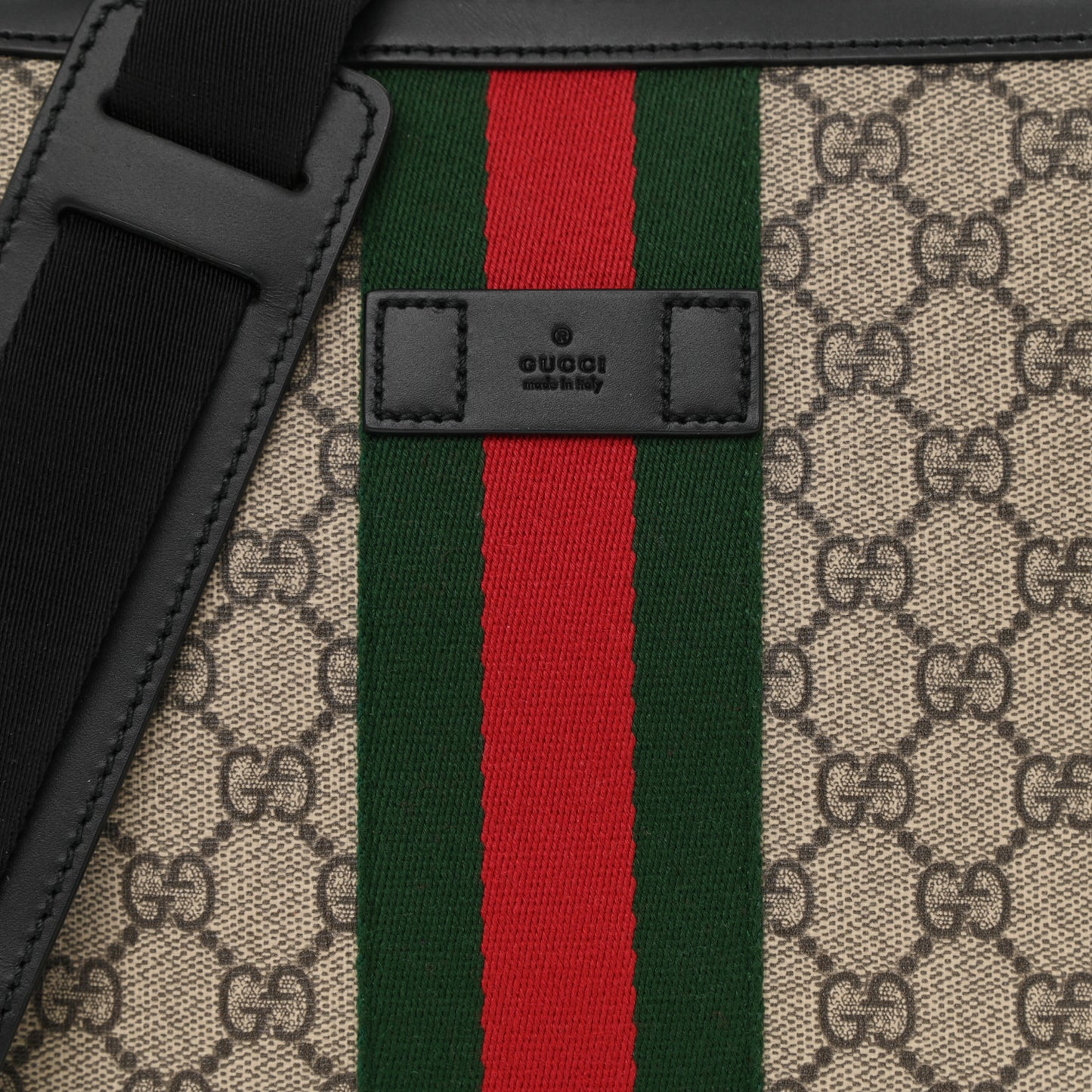 GG Supreme Monogram Web Messenger Bag Black