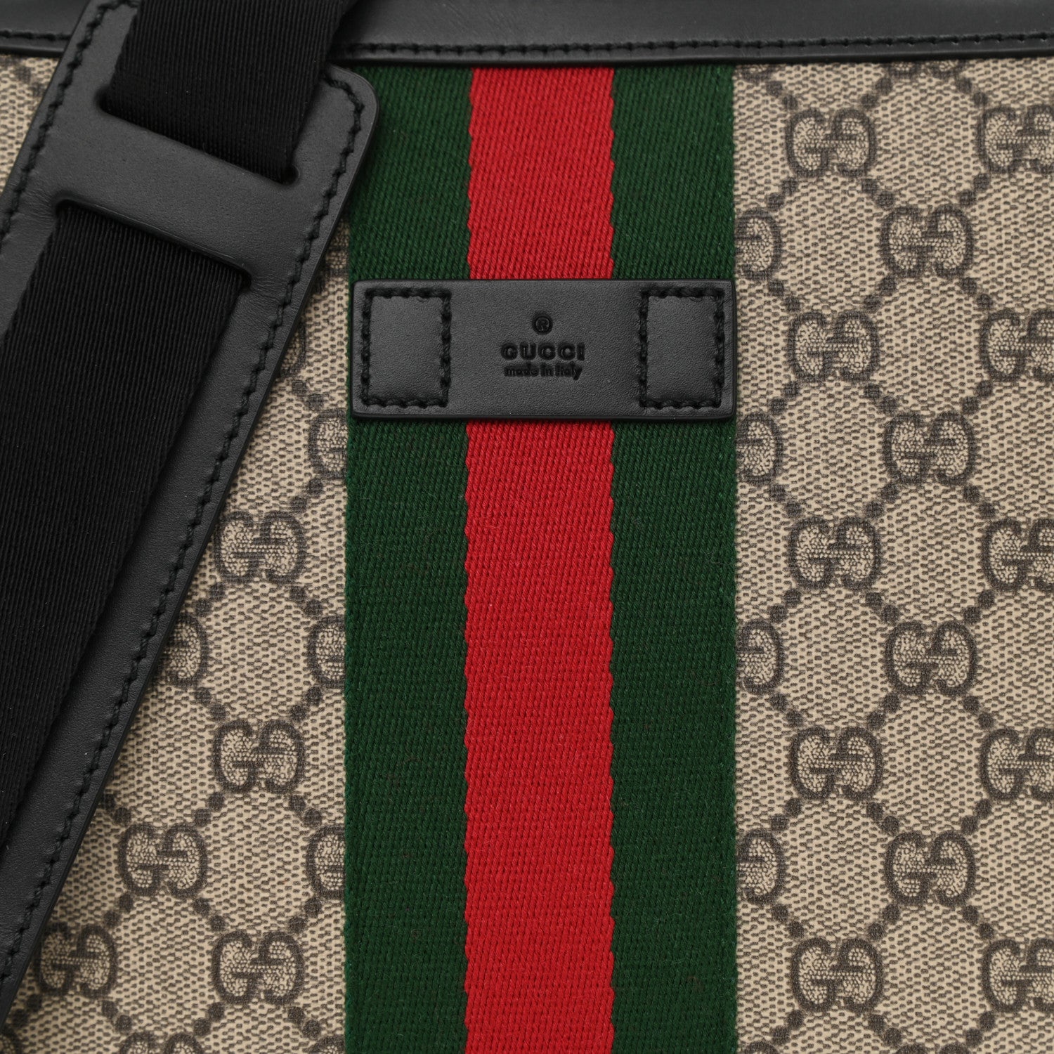 Gucci GG Supreme Monogram Web Messenger Bag Black 8 of 8
