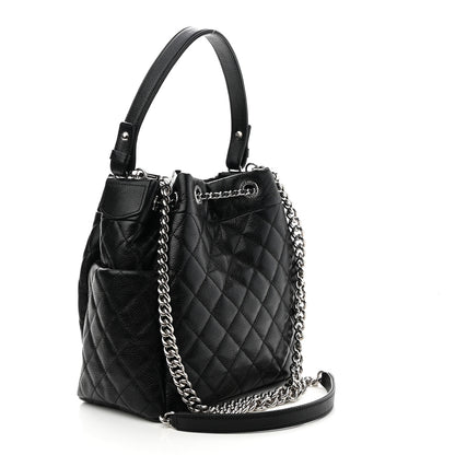 Chanel Caviar Quilted Small Chain Bucket Bag Black 3 of 9