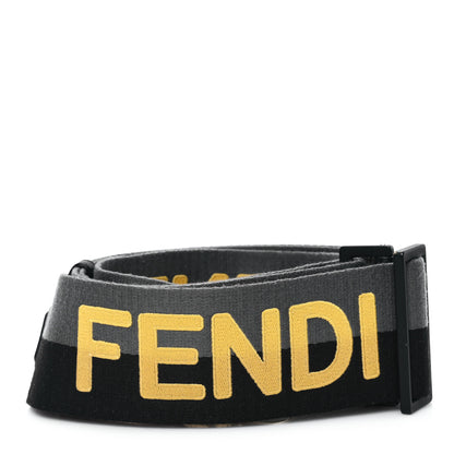 Fendi Canvas Calfskin Logo Strap Black Grey Yellow 2 of 4