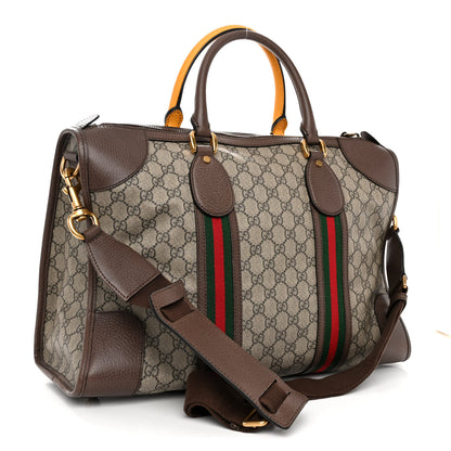 Gucci Soft GG Supreme Monogram Web Large Duffle Bag Beige New Acero Crop 3 of 9