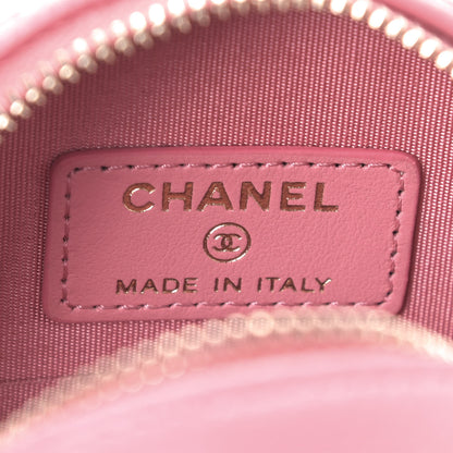 Chanel Caviar Camellia Embossed Round Clutch With Chain Pink 5 of 8