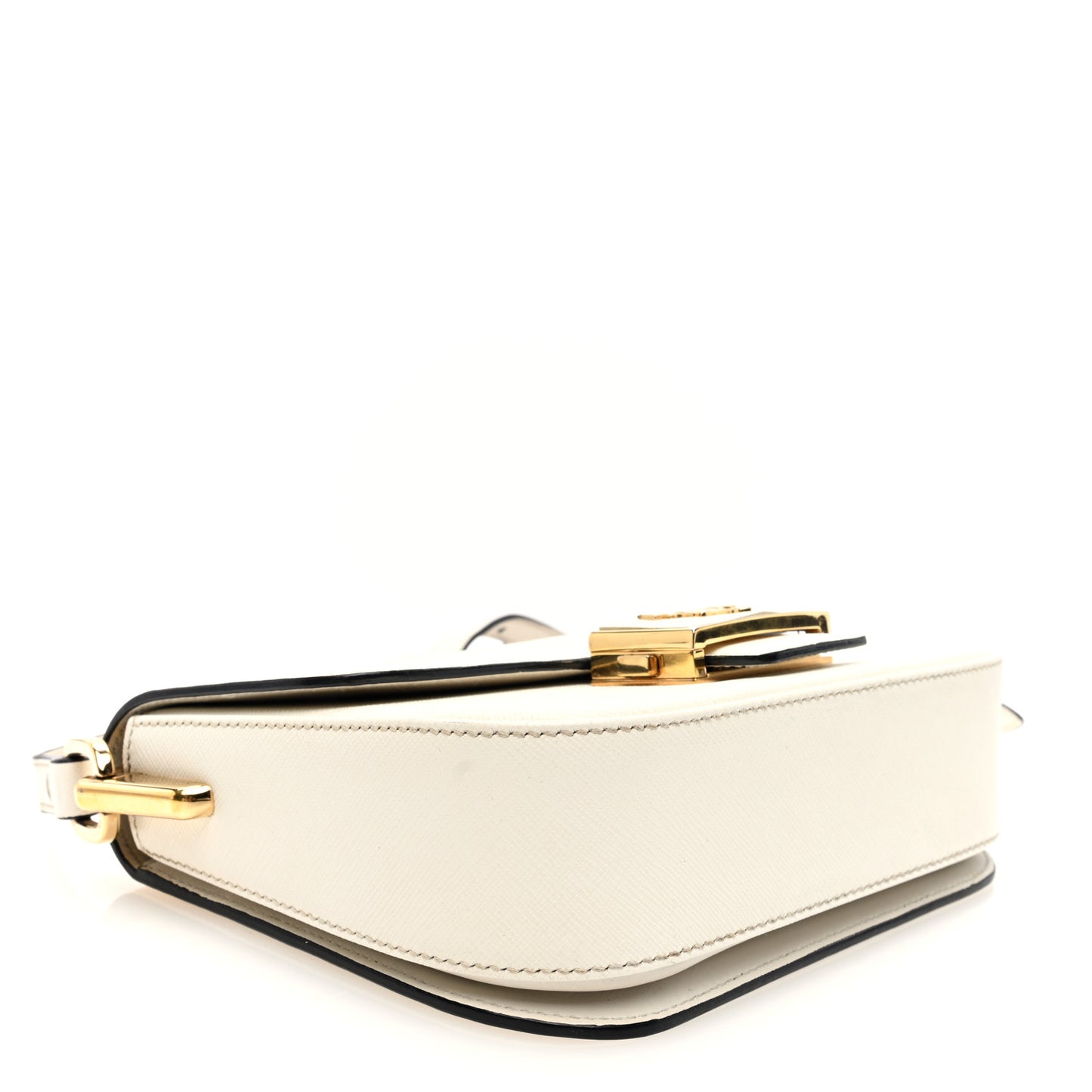 Saffiano Lux Embleme Flap Shoulder Bag White