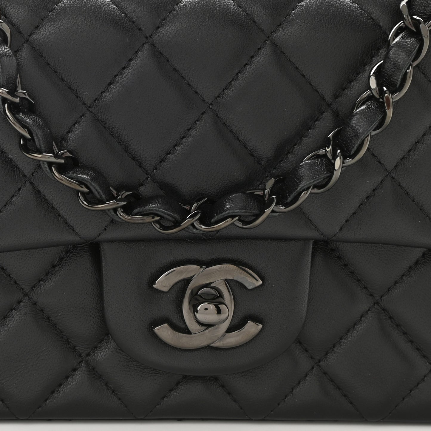 Lambskin Quilted Mini Rectangular Flap So Black