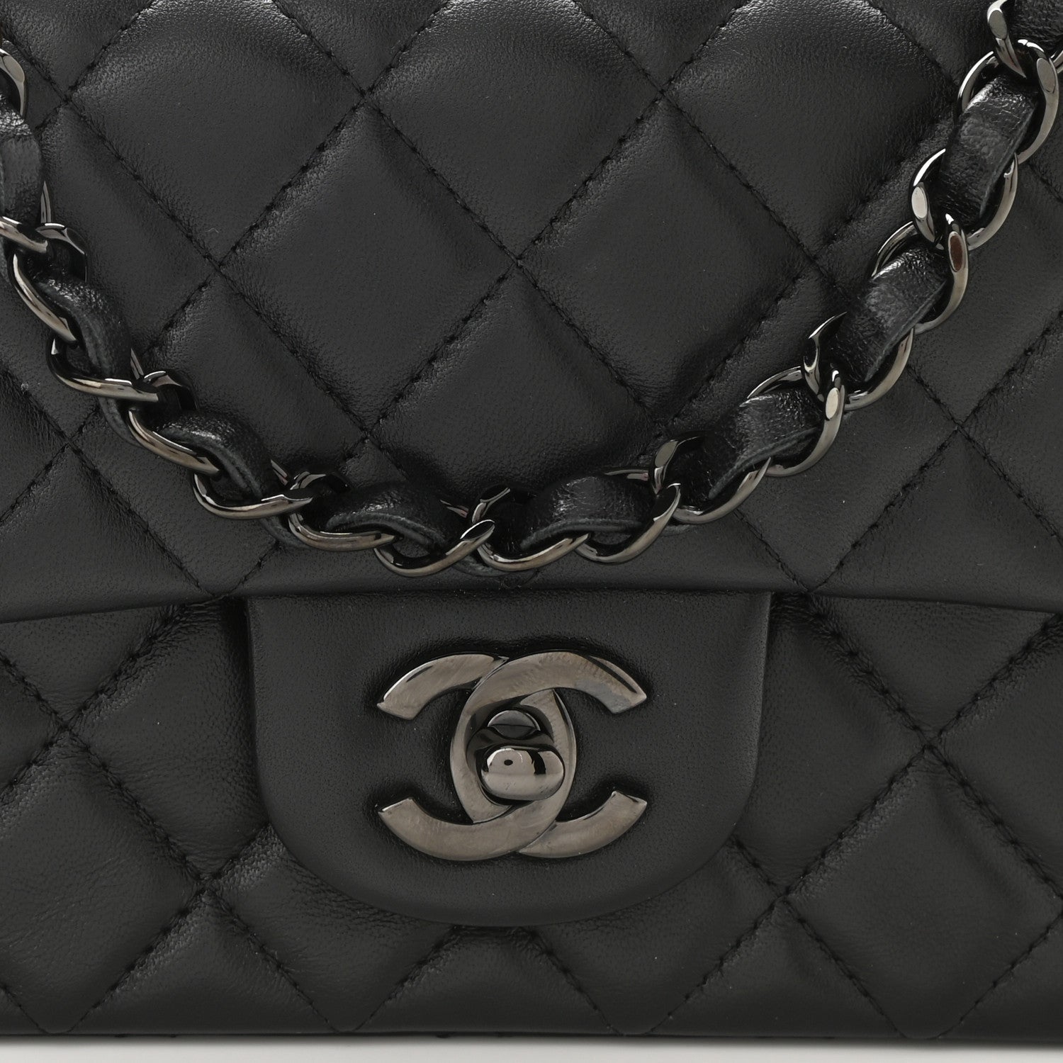 Chanel Lambskin Quilted Mini Rectangular Flap So Black 8 of 11