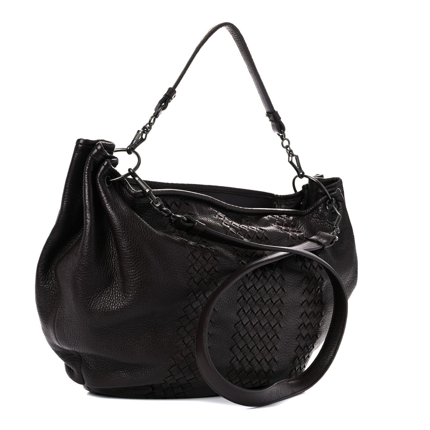 Nappa Intrecciato Veneta Hobo Ebano