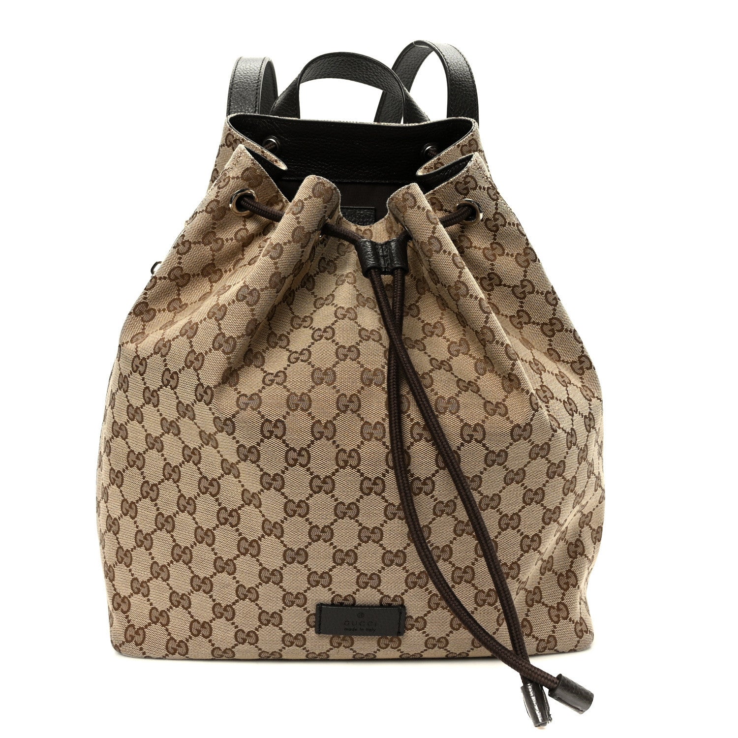 Gucci Monogram Dollar Calfskin O Drawstring Backpack Beige Ebony Testa di Moro Dark Chocolate 1 of 9