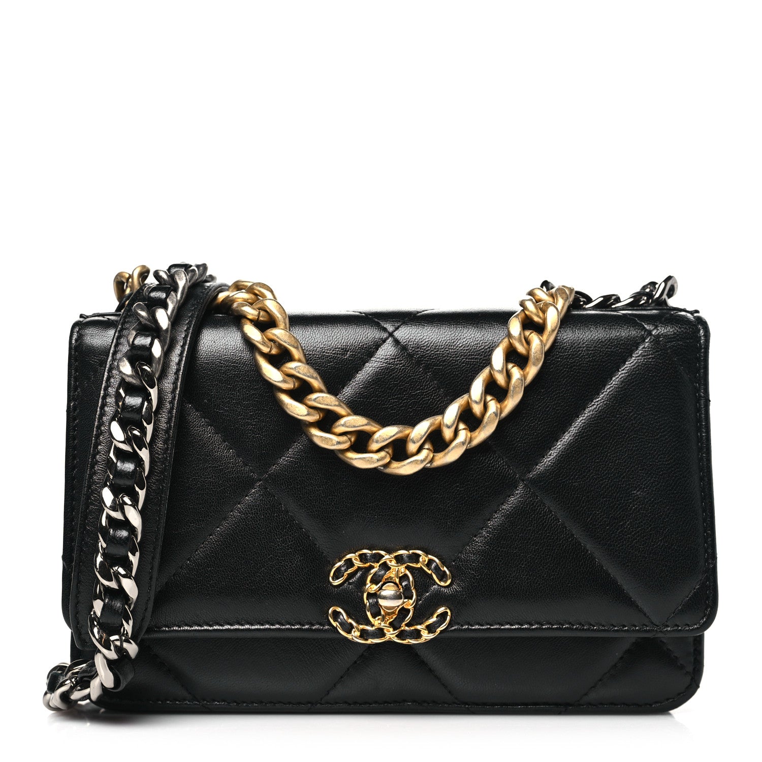 Chanel Lambskin Quilted Chanel 19 Wallet On Chain WOC Black 1 of 12