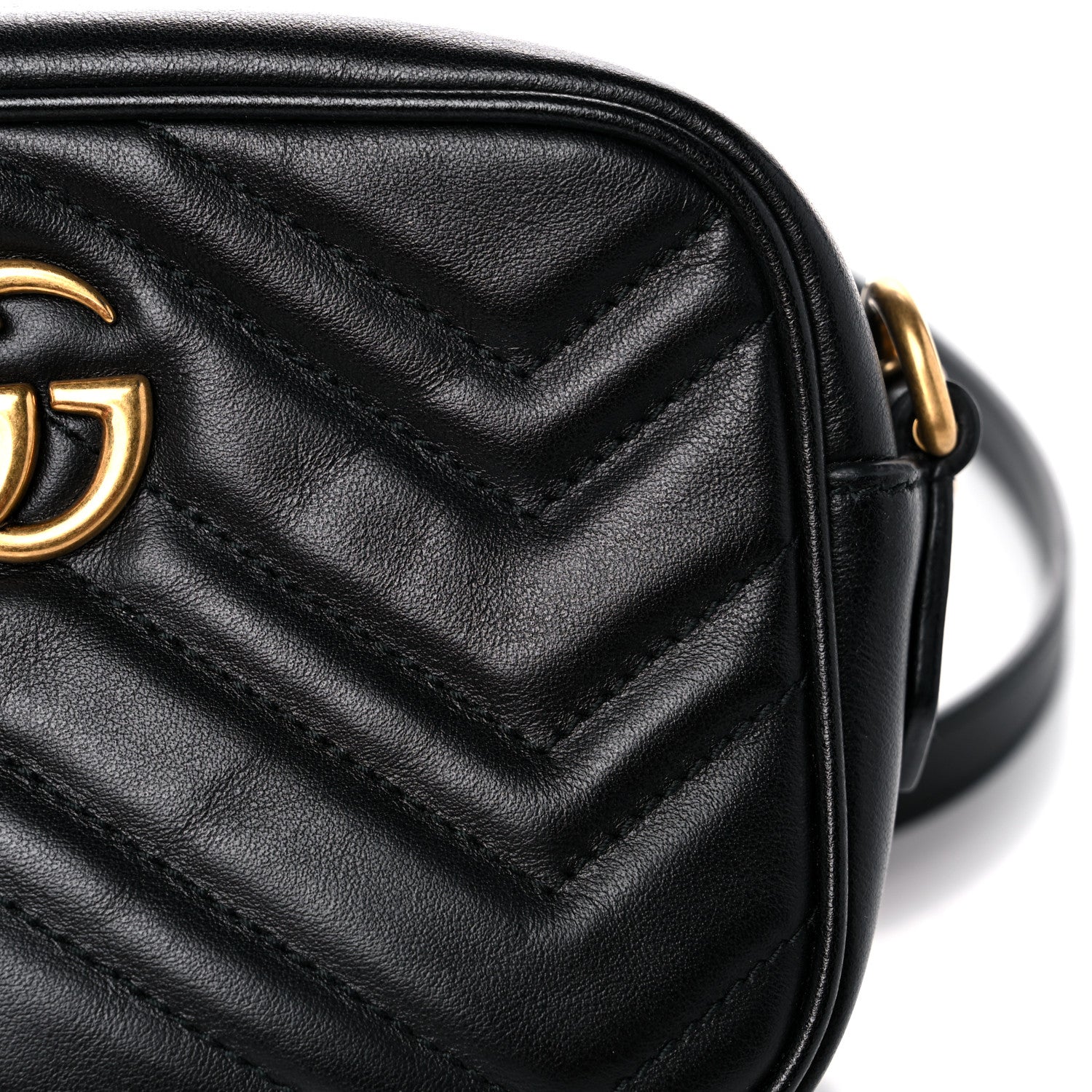 Gucci Calfskin Matelasse Mini GG Marmont Chain Shoulder Bag Black 12 of 12