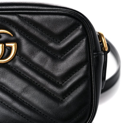 Gucci Calfskin Matelasse Mini GG Marmont Chain Shoulder Bag Black 12 of 12