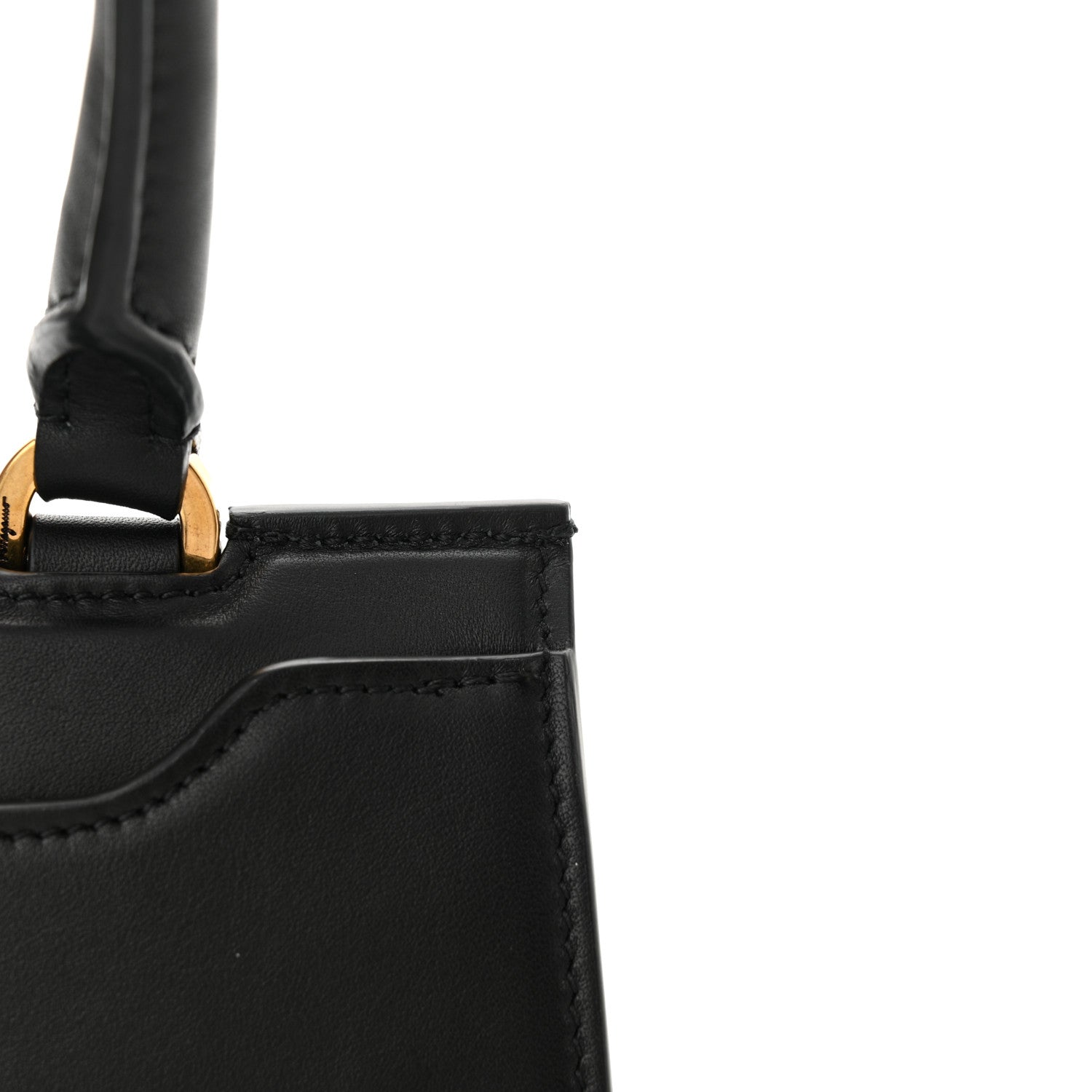 Salvatore Ferragamo Calfskin Trifolio Swing Top Handle Bag Black 10 of 10
