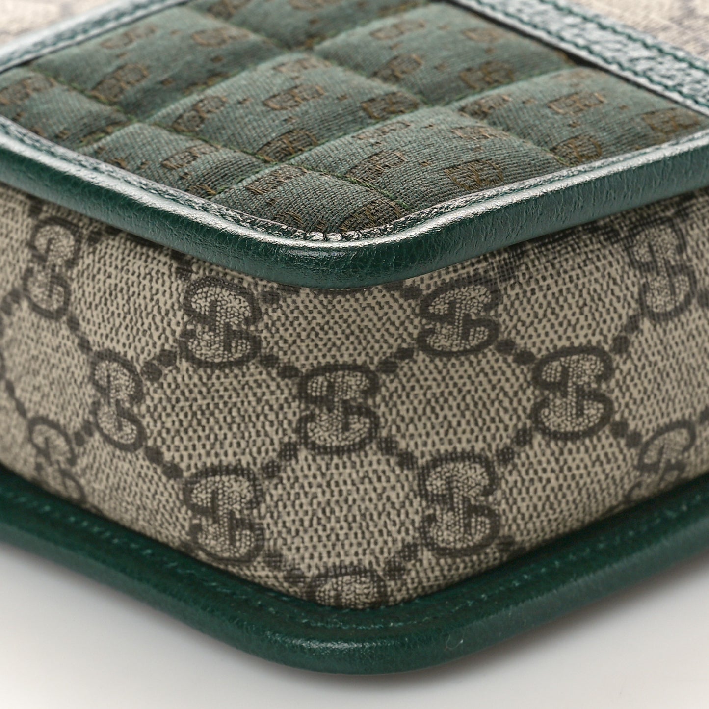 Monogram GG Mignon Textured Dollar Calfskin GG Supreme Monogram Quilted Mini GG Shoulder Bag Green Beige Ebony