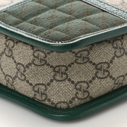 Gucci Monogram GG Mignon Textured Dollar Calfskin GG Supreme Monogram Quilted Mini GG Shoulder Bag Green Beige Ebony 9 of 10