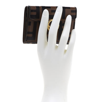 Fendi Vitello Soft F is Fendi Bi-Color FF 1974 Embossed Micro Tri-Fold Envelope Wallet Maya Black 2 of 11