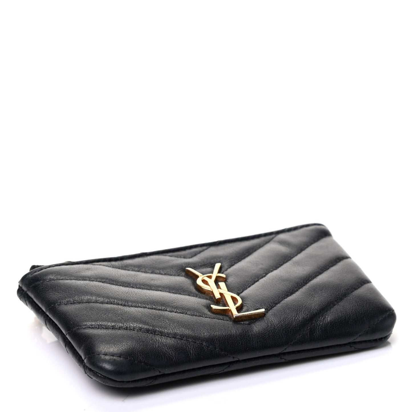 Calfskin Matelasse Monogram Key Pouch Black