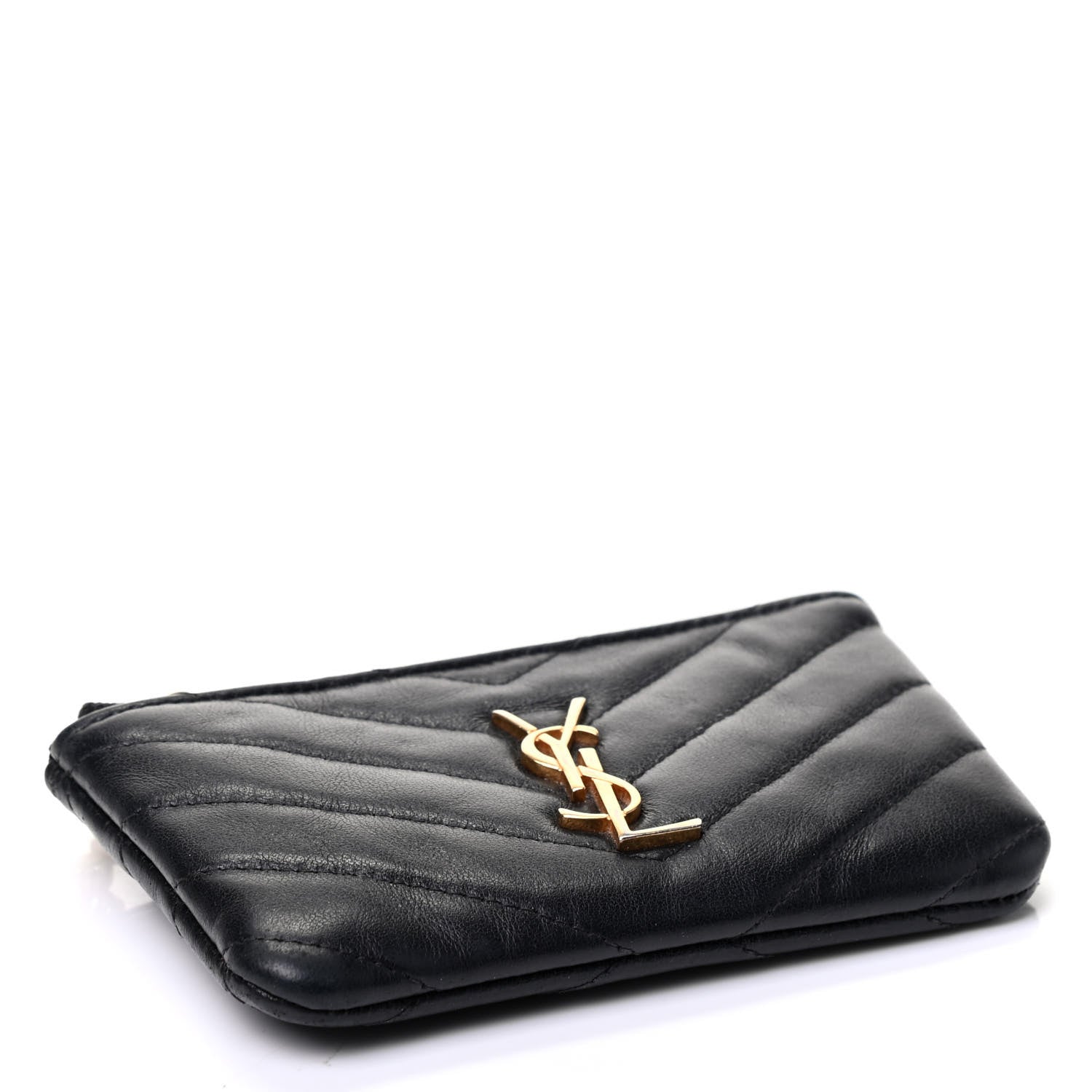 Saint Laurent Calfskin Matelasse Monogram Key Pouch Black 3 of 4