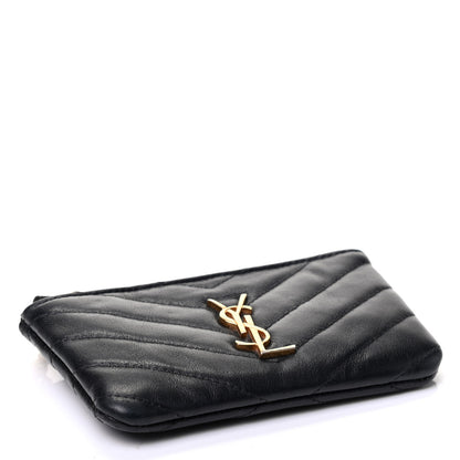 Saint Laurent Calfskin Matelasse Monogram Key Pouch Black 3 of 4