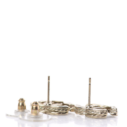 Chanel Crystal CC Earrings Gold Grey 3 of 4