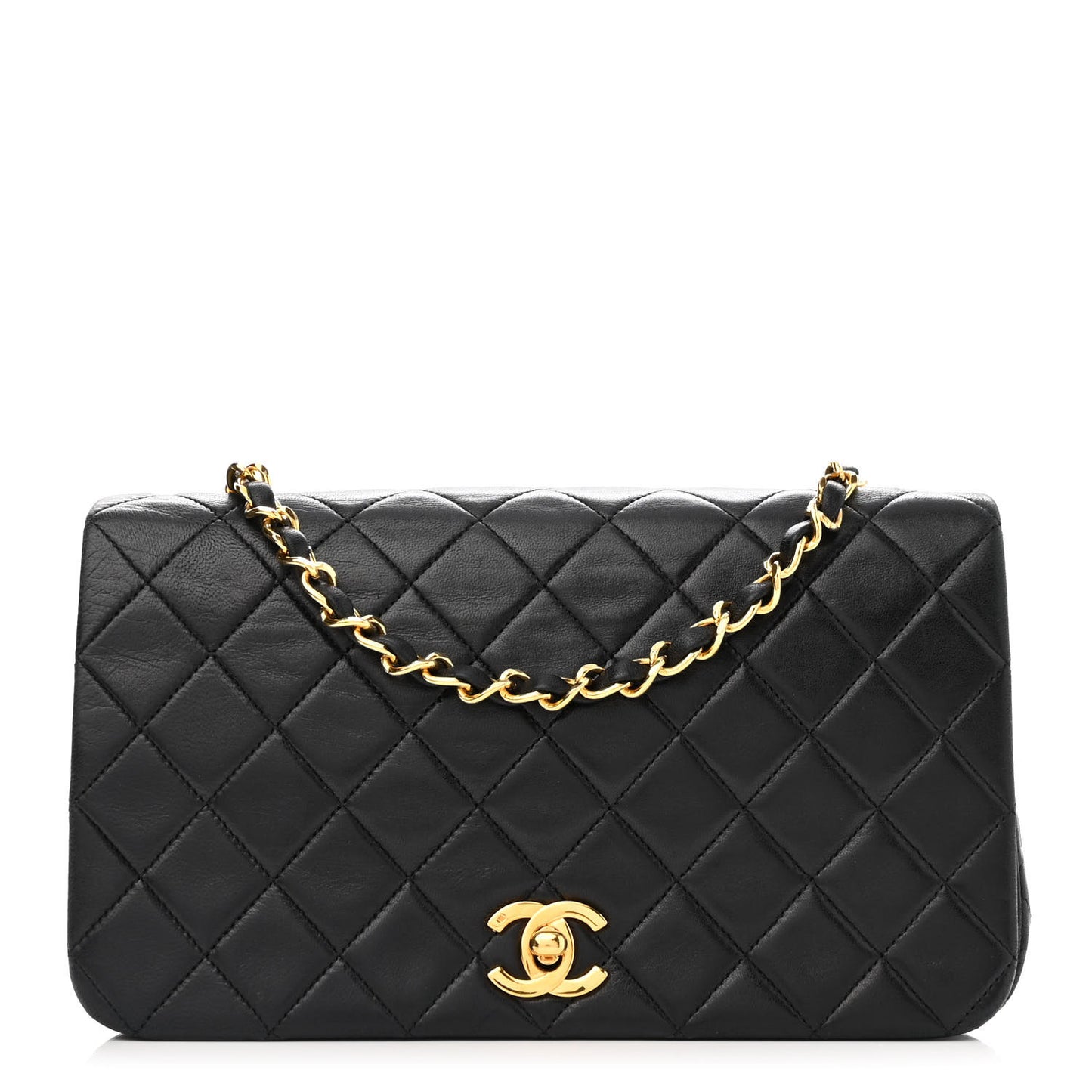 Lambskin Quilted Small Single Flap Black