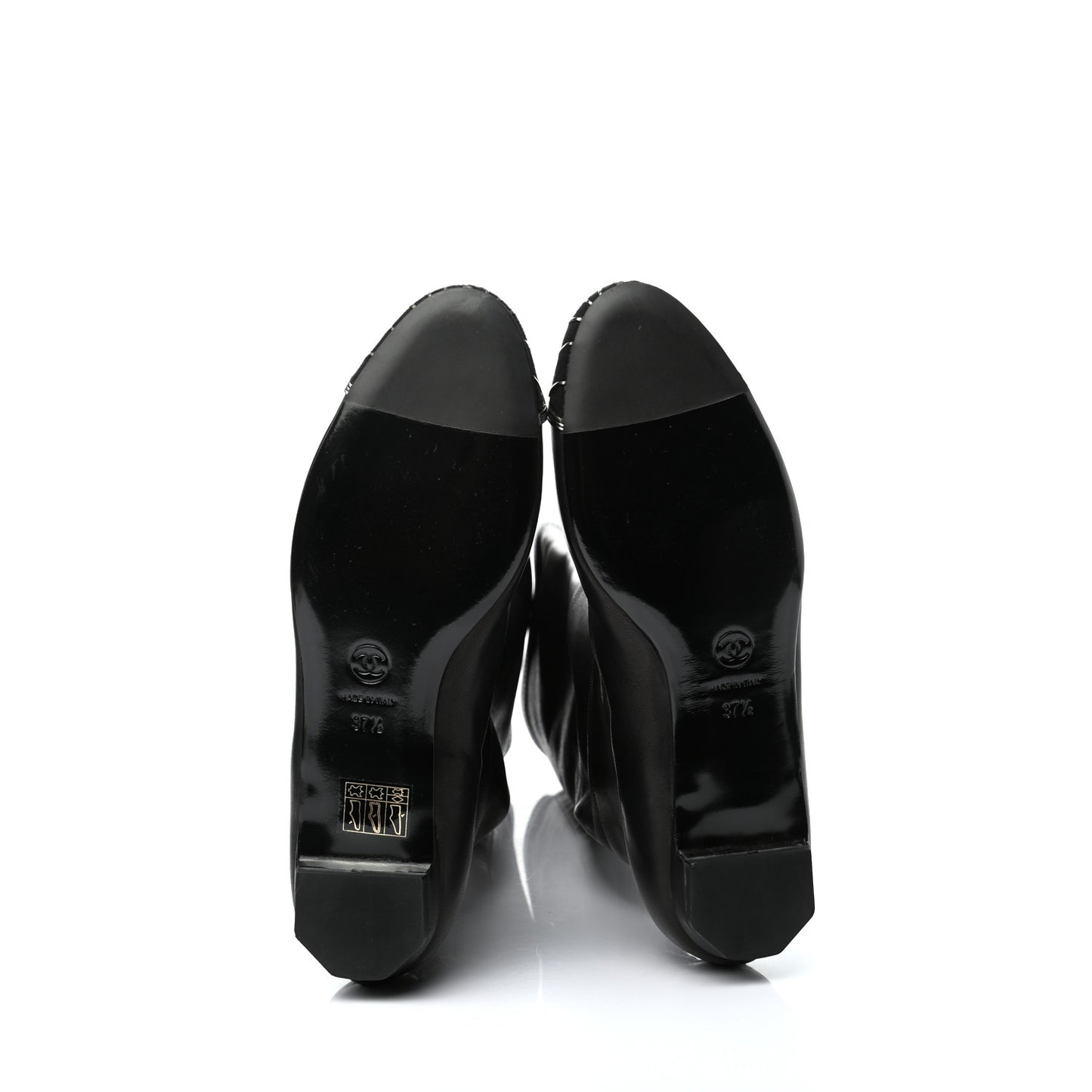 Lambskin Suede Caged Cap Toe High Boots 37.5 Black