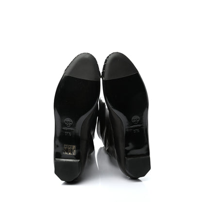 Chanel Lambskin Suede Caged Cap Toe High Boots 37.5 Black 5 of 10