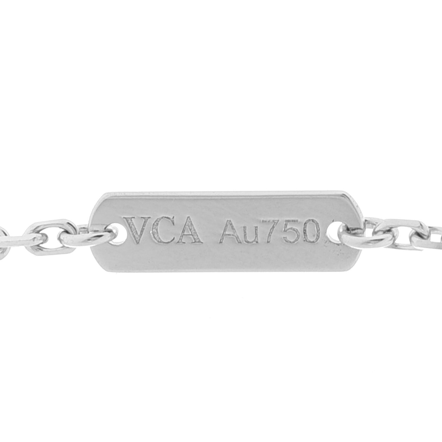 Van Cleef & Arpels 18K White Gold Diamond Guilloche Vintage Alhambra Pendant Necklace 5 of 6