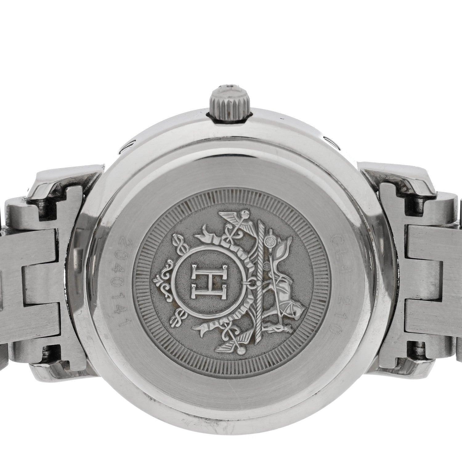 Hermes Stainless Steel Blue Mother of Pearl 24mm Clipper Quartz Watch 4 of 4