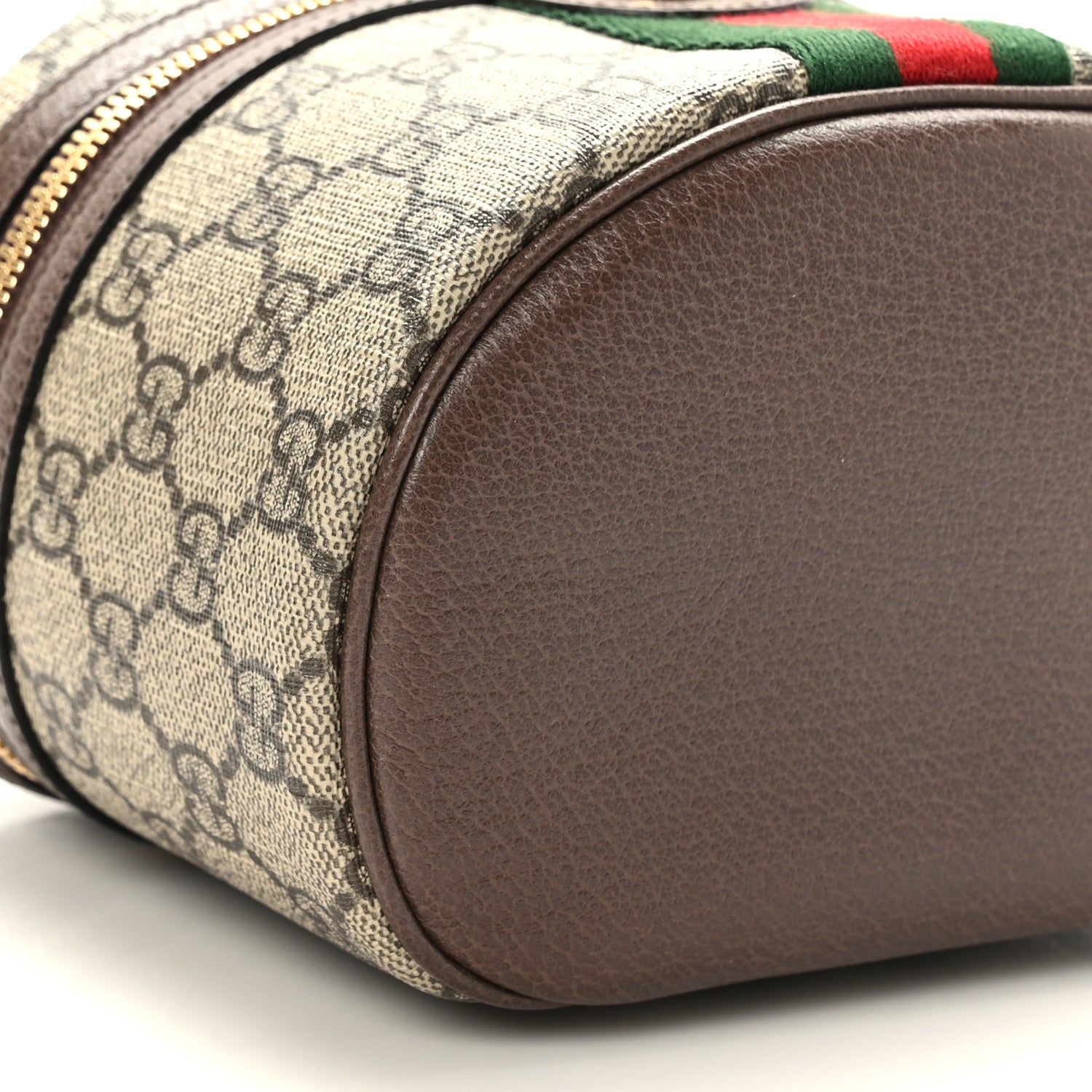 Gucci GG Supreme Monogram Textured Calfskin Web Ophidia Vanity Cosmetic Case Beige Ebony New Acero 8 of 9